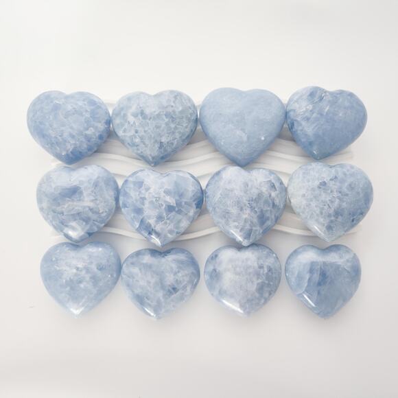 Blue Calcite Puffy Heart Crystal Carving - Picture 2 of 8